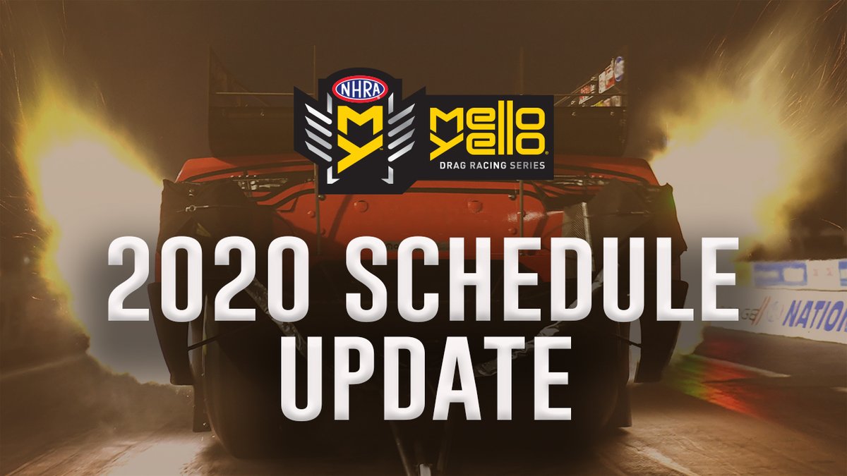 NHRA's tweet photo. NHRA announces revised plan to restart the 2020 Mello Yello Drag Racing Series.
MORE INFO: https://t.co/Seg2yng4Fo. https://t.co/x6PxLu1Si5