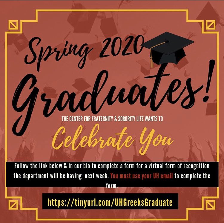 UH_CFSL's tweet photo. Hey #UHGreeks!

Are any of your members graduating? Have them fill out our graduating member form at https://t.co/BPQmbAdnWk for a departmental wise recognition effort! 
 
@uhpanhellenic @UH_NPHC @uh_mgc @uh_ugc @UH_IFC https://t.co/2vJtKsJqF8