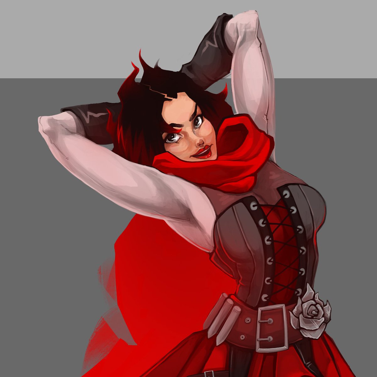 Calliko's tweet photo. The first one down in the #6fanarts #SixFanarts (Idk which hashtag???) figured I'd show her because it might take me a while to do the rest :) #RWBY #MaySketchaDay https://t.co/nBF2V5R5eF