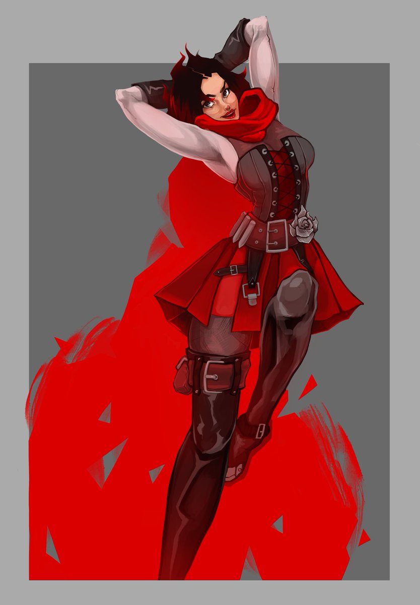 Calliko's tweet photo. The first one down in the #6fanarts #SixFanarts (Idk which hashtag???) figured I'd show her because it might take me a while to do the rest :) #RWBY #MaySketchaDay https://t.co/nBF2V5R5eF