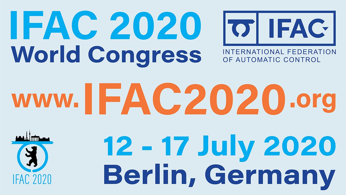 UweDHanebeck's tweet photo. @IFAC2020 Deadline for final submissions is Saturday, 09 May 2020, see https://t.co/pvoThzIIUC. https://t.co/RCuGNio3JZ