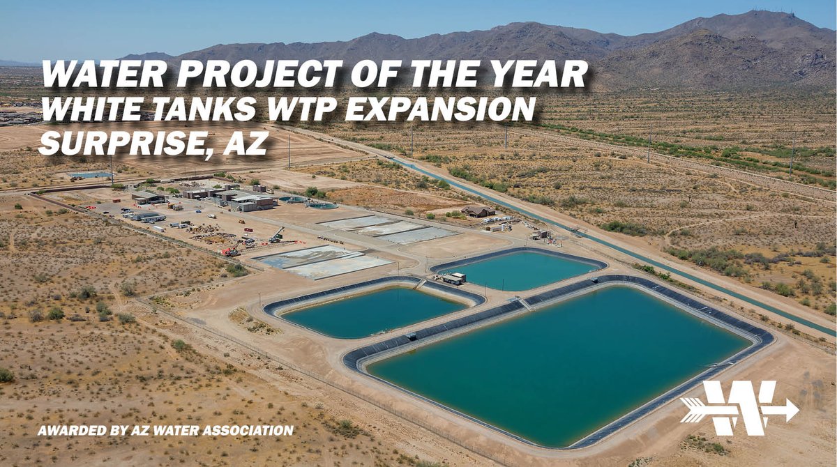thebiggreenw's tweet photo. The expansion of the White Tanks #WaterTreatment Plant in Surprise, AZ is @AZWater_org's 2020 Water Project of the Year! The project featured the design & construction of the first #CoMag® ballasted clarification system in Arizona. #ArcherWestern https://t.co/Mj5qYEmUyb https://t.co/tMirlv1sUO