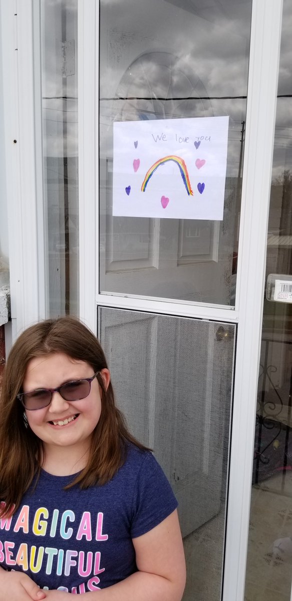 Canadian_Mich's tweet photo. @StPeterCES 
Ava drew a couple beautiful pictures that we hung on our doors.  Hoping to make people smile as they pass by.
#DefenderFamilyContest https://t.co/Da9OgqHicV