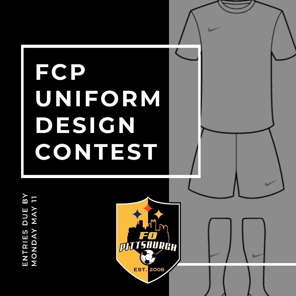 FCPittsburgh's tweet photo. ⚠️New Contest⚠️
Design your own FC Pittsburgh Uniform.
Head over to our Instagram or Facebook pages for detail.
#fcpittsburgh #pittsburghsoccer https://t.co/00urOSGvKv