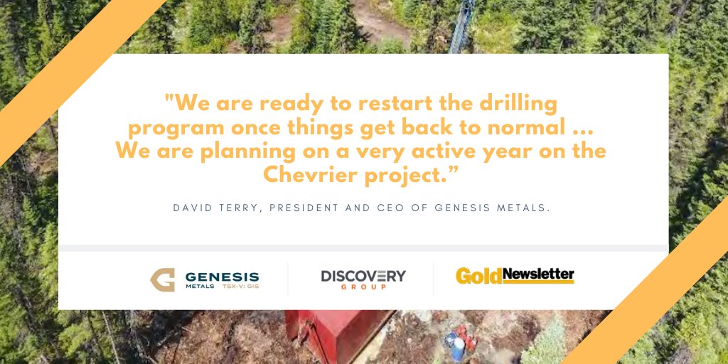 GoldNewsletter's tweet photo. CEO David Terry explains how @GenesisMetals (TSX-V: GIS) keeps pressing ahead with its promising #Gold project in Quebec amid #COVIDー19.
@DiscoveryExpl $GIS.V
https://t.co/kwuhKz7bIr https://t.co/R00Oj3E8Q2