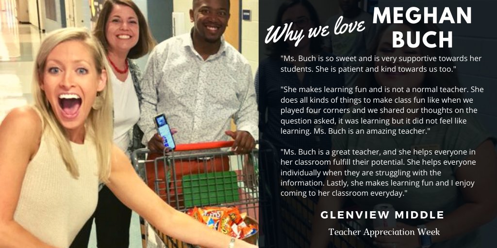 glenview_middle's tweet photo. Here's WHY WE LOVE our 8th Grade ELA Teachers, featuring real quotes from their own students! #TeacherAppreciation #ThankATeacher #GMSBuzz
@ElinorLister @halleymreese @EmilyMc615 https://t.co/fQ1TsBWqeT