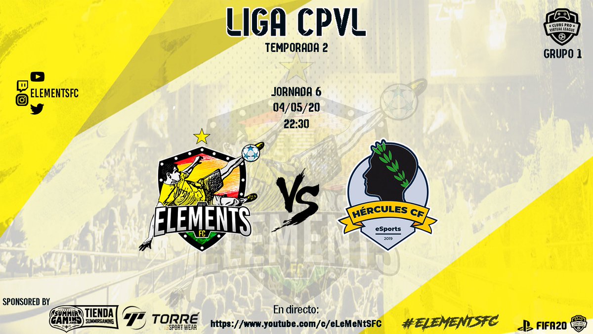 espirituganador's tweet photo. 2a Liga CPVL @CPVL_ES 🏆
#2LigaCPVL

|Jornada 7| ⏰22:30

@eLeMeNtSFC_ vs @HCFeSPORTS

Buscaremos la victoria frente a un gran rival💪🔝Objetivo sumar los 3 ptos🔥

Sponsored by 
@SummirGaming &amp; @torrewear

#eLeMeNtSFC 💛
#Fifa20 #PS4
#ClubesPro #11vs11
#YoMeQuedoEnCasa https://t.co/za7IxFsREE