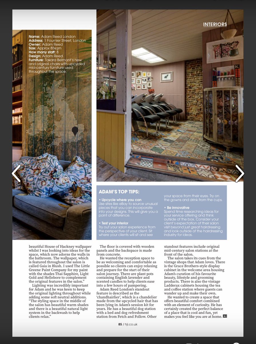 dawsoncuts's tweet photo. A HUGE thank you to @hji and @JayneLewisOrr for the feature in this months Hairdressers Journal International. #spitalfields #adamreedlondon #madeinAR #E1hairsalon #thankyou #hji #interiors #trending https://t.co/yHsGRL4vXW
