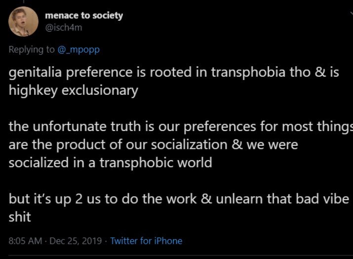 Riley J, Genital Preferences are Transphobic, Dennis. https://www.youtube.com/watch?time_continue=1&v=k5GYlZKfBmI&feature=emb_logo