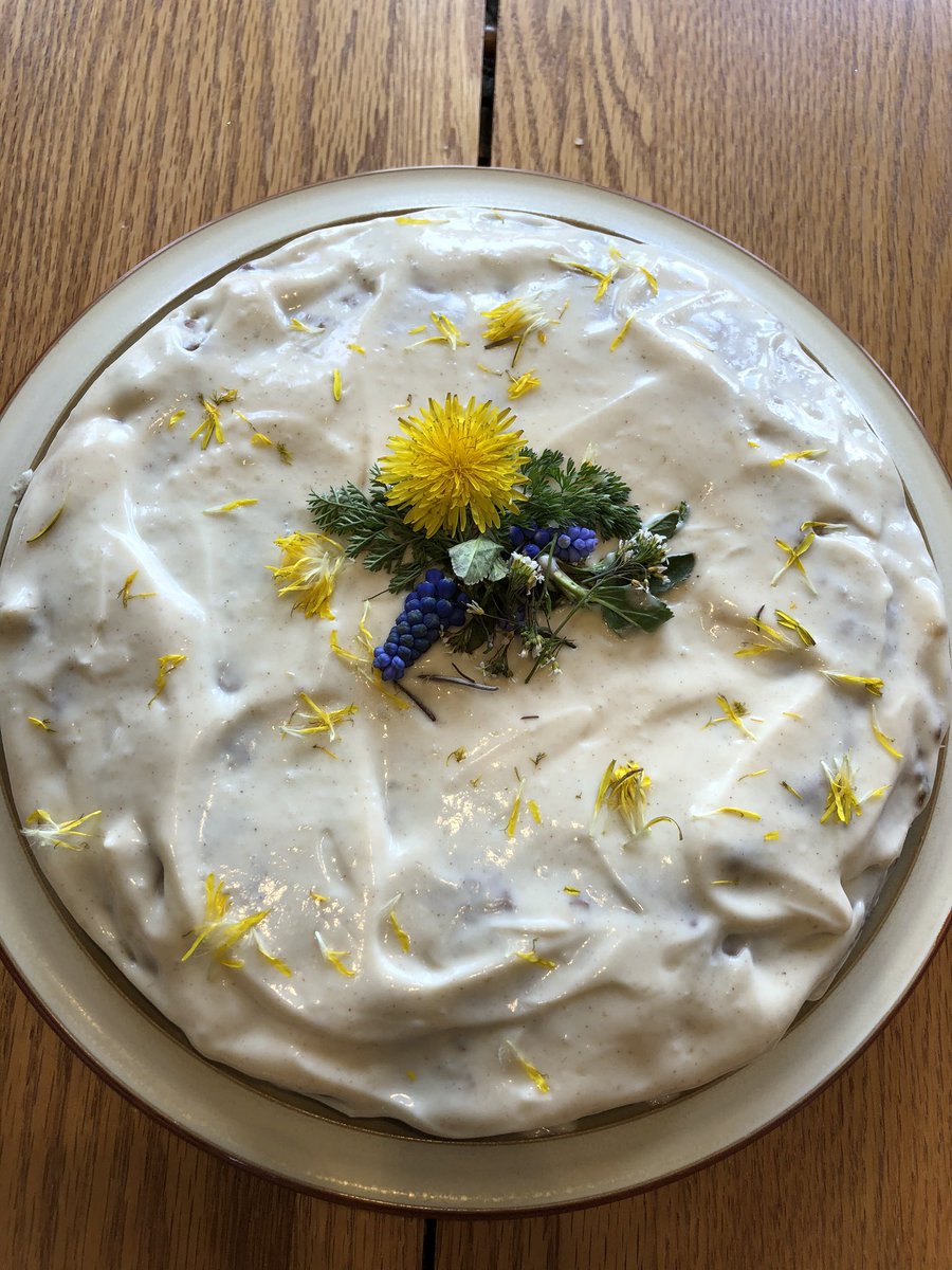 MrsAllor4th's tweet photo. We had a great Google Meeting today and shared the outdoor fun we’ve been having. I made this Dandelion Cake with Natalie and Lucie, here is the recipe if you want to try it!  (We also found a frog!) https://t.co/XKnnMxDTeC