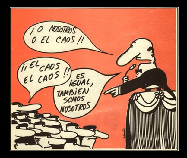 serraamat's tweet photo. @sanchezcastejon #COVID19 El govern espanyol diu que o hi ha estat d'Alarma o hi ha caos. Una vella portada d'Hermano Lobo ens ho aclareix. https://t.co/PWPmrVhr3A
