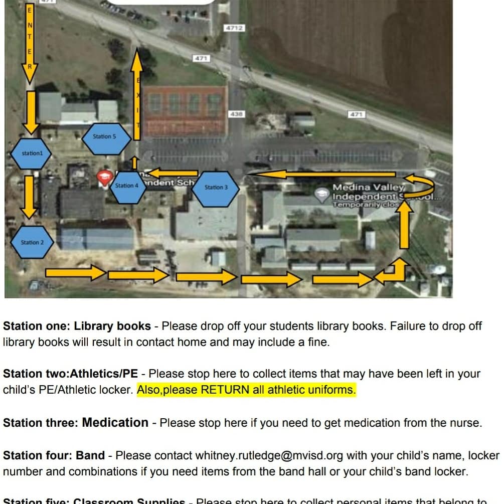 MiddleSchoolMV's tweet photo. MVMS has come up with a plan for you retrieve your child's personal items that were left behind. Also, at the same time you can bring back any items that belong to MVMS such as library books, track uniforms, etc. Please see the attachments below for times and a map. https://t.co/pe3KOOoOMX