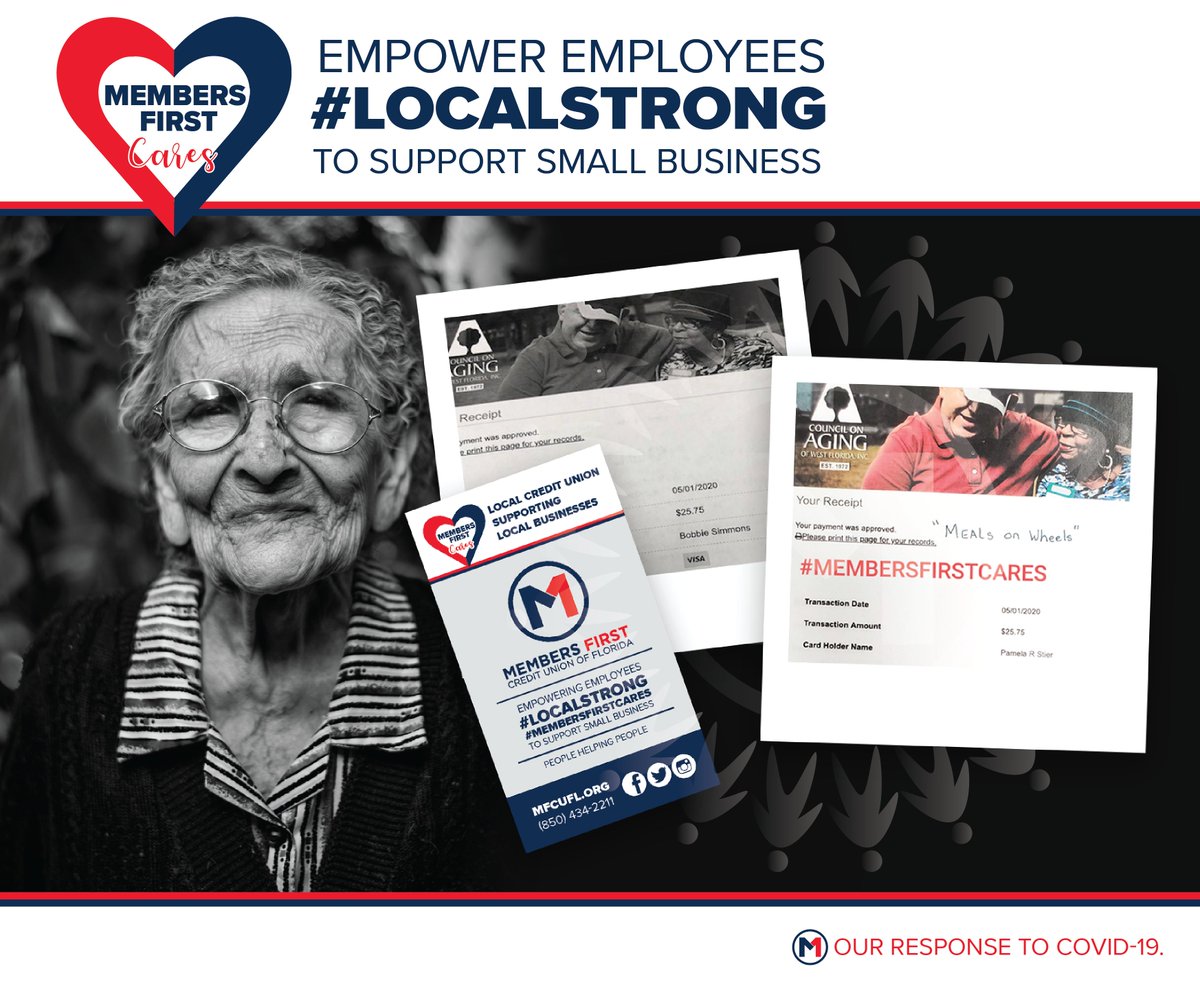MembersFirstFL's tweet image. As part of the #CreditUnionsCareChallenge, our team members Bobbie and Pamela donated the $25 they each received from Members First, to invest in our community, to Council on Aging of West Florida. To learn more, visit coawfla.org.
#MembersFirstCares #LocalStrong