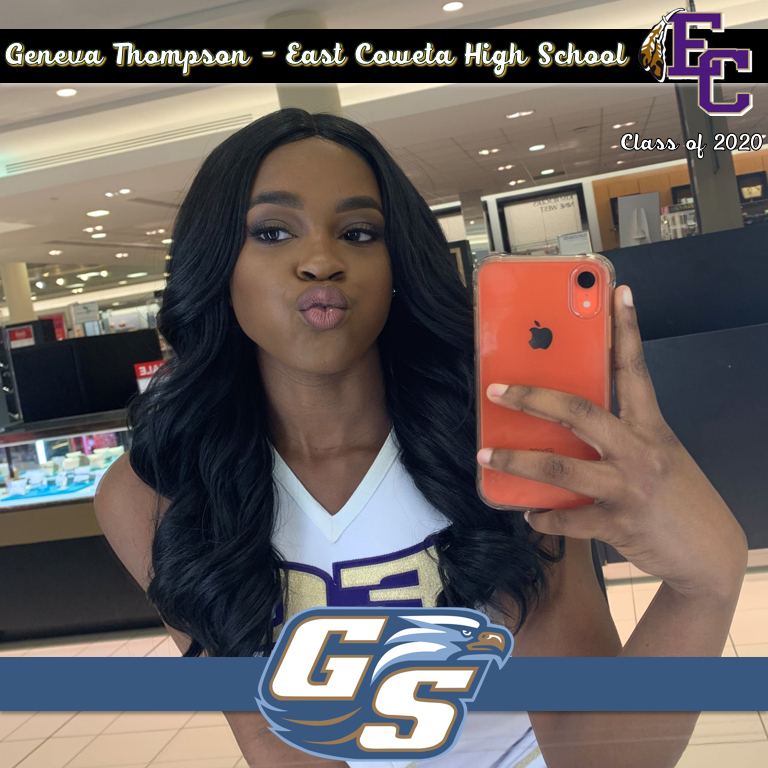 GeorgiaHSCheer's tweet photo. Geneva Thompson - East Coweta High School 

#SeniorSpotlight2020 #GHSACheer2020 https://t.co/IuGvDZ3yix