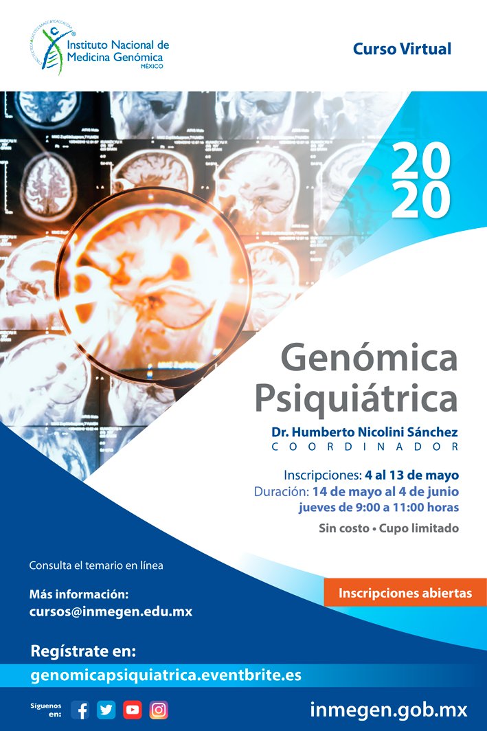 inmegen's tweet photo. #QuédateEnCasa y continúa ampliando tus conocimientos genómicos con nuestros cursos virtuales gratuitos. Consulta la liga para registro en: https://t.co/KomvsxRiGa https://t.co/LM12FxgBvG