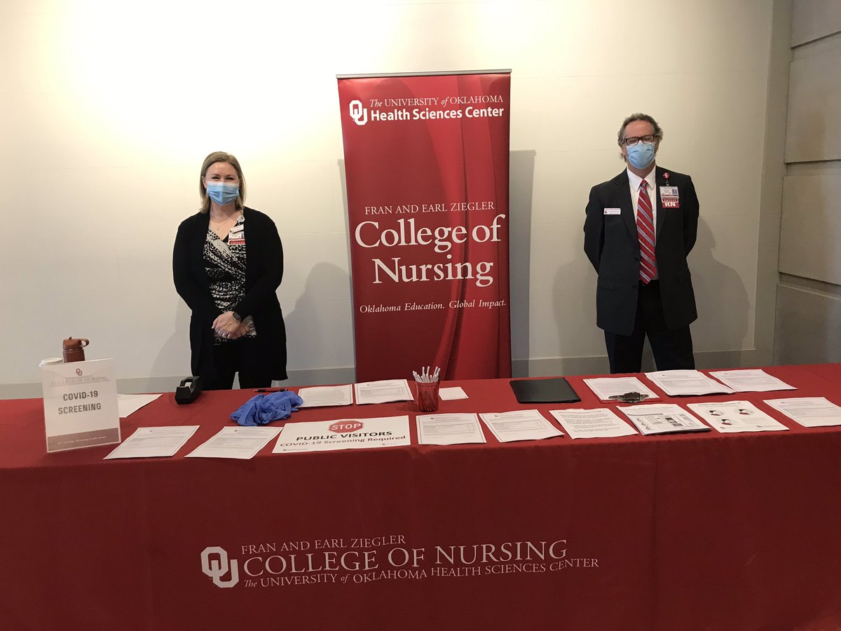 OUNursing's tweet photo. CON Team helping with COVID-19 screening at the Capitol. We will be there for the next couple of weeks. @UofOklahoma @OUMedicine @OKHouseNews  #OUNursing #YearoftheNurseandMidwife https://t.co/NvhKATuCc1