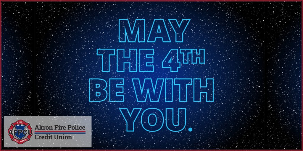 AkronFirePolice's tweet photo. All of our #StarWars fans should know what today is. That's right, May the 4th be with you today, #Jedi! 👽
#MayTheForceBeWithYou #Cincinnati #614Living #AFPCU https://t.co/mtY3KIyZcQ