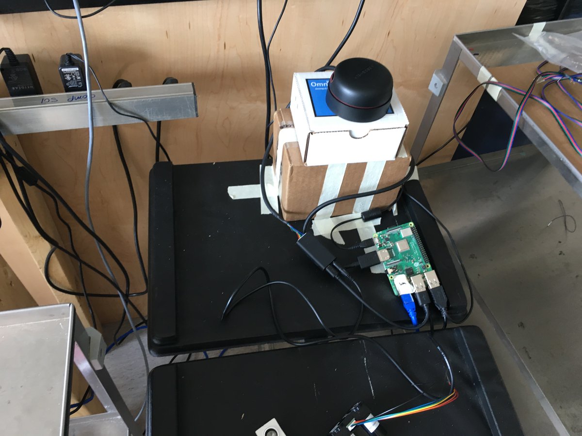 KevinHubick's tweet photo. Just need to run some sensor cables and Eric can transfer his prototype work from the bench top to the rover. Really looking forward to having a lab full of students again 😃. The 360° rotational RP-LIDAR is temporarily placed on top for testing purposes. #SturgeonRobotics https://t.co/MX9DRTFT2g