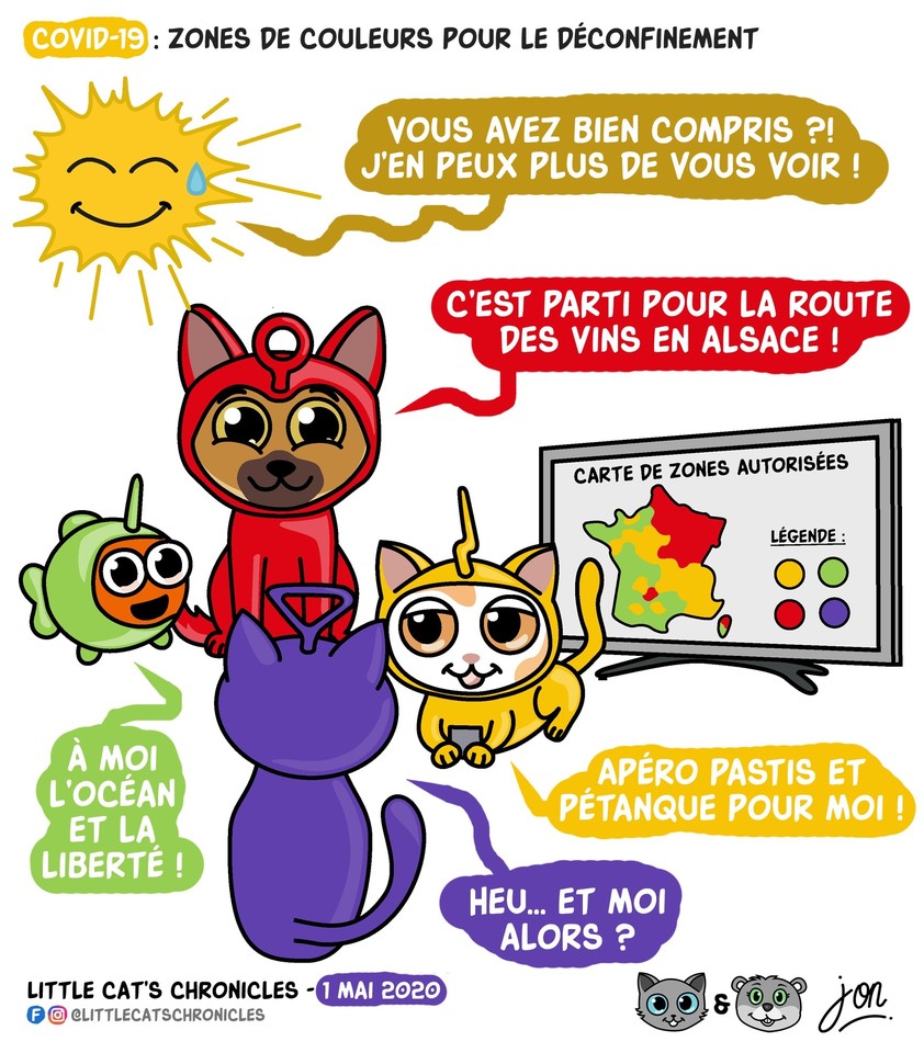 Blagues Et Dessins على تويتر Little Cat S Chronicles Zones De Couleurs Pour Le Deconfinement Retrouvez Jon T Co Pswmelihlf Jon Dessindejon Littlecatschronicles Humour Chats Animauxdomestiques Coronavirus Covid19