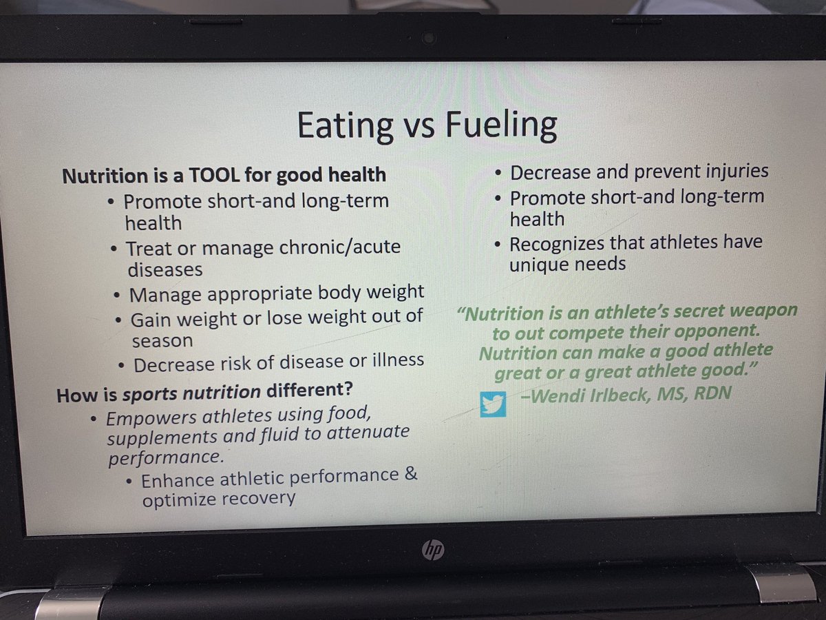 Wendi_Irlbeck's tweet image. Sharing a few slides from my presentation I delivered at the @NWCperformance clinic last weekend🤓.

🚨Athletes,take time to prioritize your eating &amp;amp; fueling needs during this time. 

✅Yes, eating🥑vs fueling⛽️..

I always promote:
1️⃣Eat for health 1st
2️⃣Fuel for performance 2nd