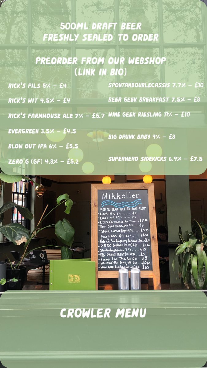 Open 6pm-8pm tomorrow (Tuesday) for crowler pickup! Preorder from mikkellerbarlondonwebshop.co.uk