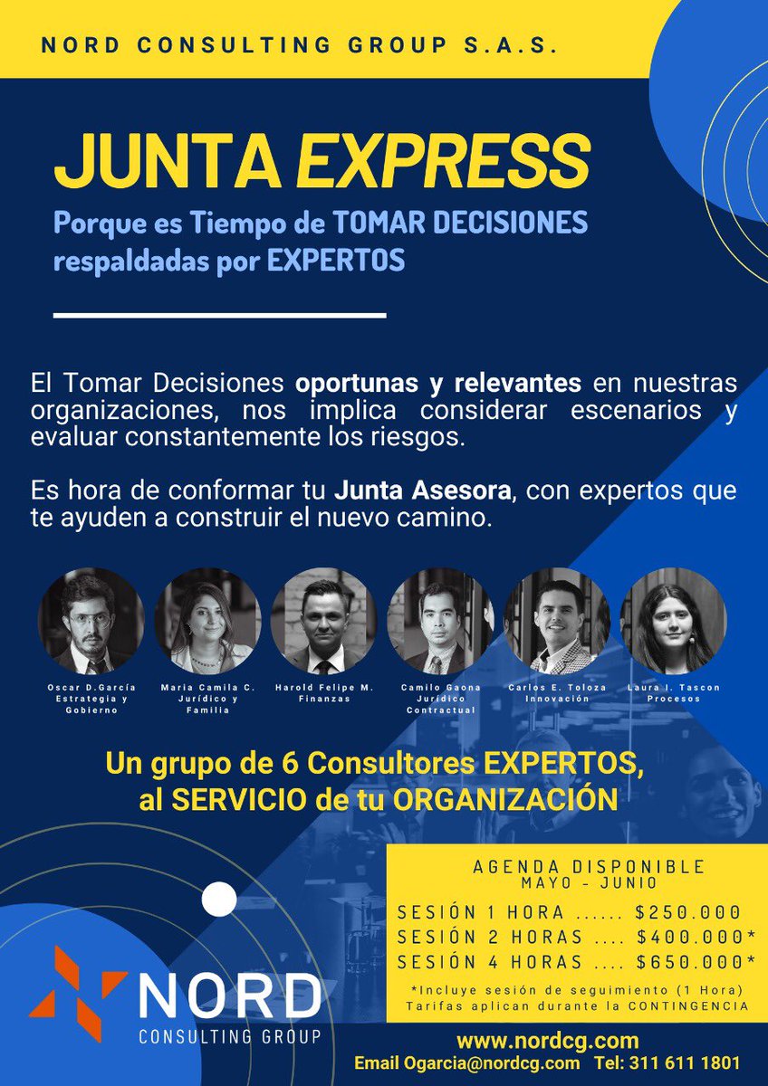 Es hora de Tomar Decisiones Oportunas y Relevantes, conforma tu Junta Asesora con 6 Expertos, Un Equipo Interdisciplinario al servicio de tu Organización #juntaasesora #juntadirectiva #organizaciones #empresas #tomadedecisiones