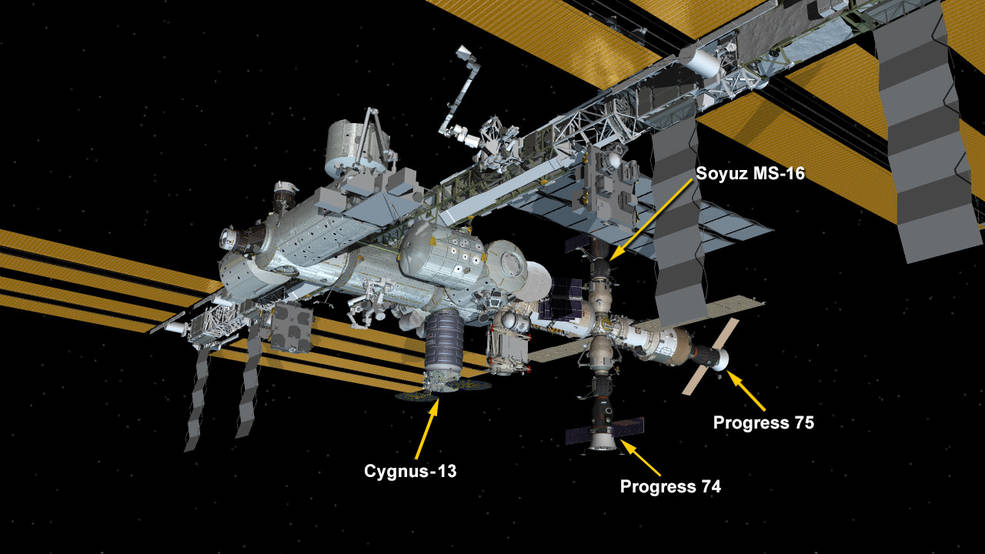 Space_Station's tweet image. .@NorthropGrumman's #Cygnus craft leaves the station next week and the Exp 63 crew practiced a medical emergency today. Read more... go.nasa.gov/2Yveaz7