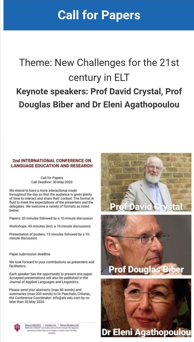 ConferenceLer's tweet photo. 2nd INTERNATIONAL CONFERENCE ON LANGUAGE EDUCATION AND RESEARCH
in Athens, Greece
On October 3-4, 2020 https://t.co/mxjsOxcoKp
