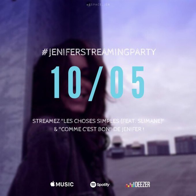 EspaceJenifer's tweet photo. JENIFER STREAMING PARTY LE 10/05 🔥 

Les playlists à faire tourner en boucle🎵
Deezer 👉🏻 https://t.co/phLX9B2VpP
Spotify 👉🏻 https://t.co/PGaiXbUYJ1
Apple Music 👉🏻 https://t.co/ork9IELFH8

Le hashtag #️⃣
#JeniferStreamingParty https://t.co/RgiNyxYhif