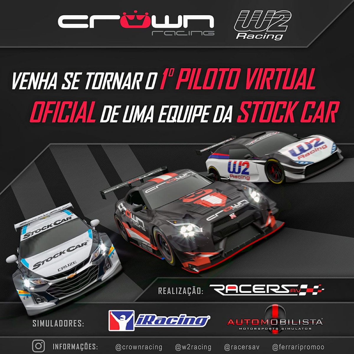 SamaraHelou's tweet photo. CHEGOU a sua vez de se tornar um Piloto Virtual Oficial de uma equipe da STOCK CAR!
Não perca essa oportunidade e PARTICIPE DA SELETIVA!
@stock_car
#PilotoVirtual
#StockCar
Acompanhe os detalhes na sequência desse post e sigam nossas equipes no IG:
W2Racing e CrownRacingTeam https://t.co/mewnnmV0P5