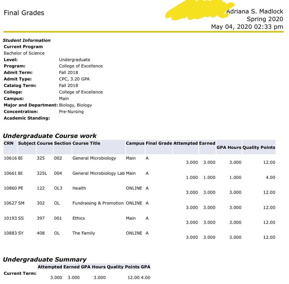 cihcanairda's tweet photo. yall🥺🥺🥺 I got all A’s for my fourth semester in a row! Now it’s my junior year &amp; I’m in nursing school!!!! https://t.co/bUtH2EGM0X