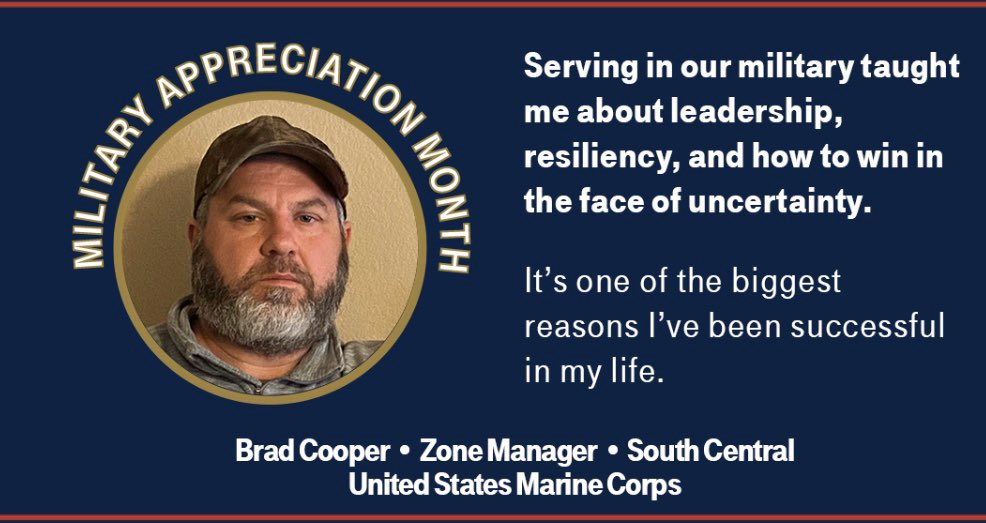 Serving in the United States Marine Corps allowed Brad Cooper (@MetroDevilDog) to play a part in a very big job...keeping our great country safe. Now a Zone Manager, Brad attributes much of his success to learnings from his <a href="/USMC/">U.S. Marines</a> service. <a href="/TMobile/">T-Mobile</a> appreciates your service, Brad!