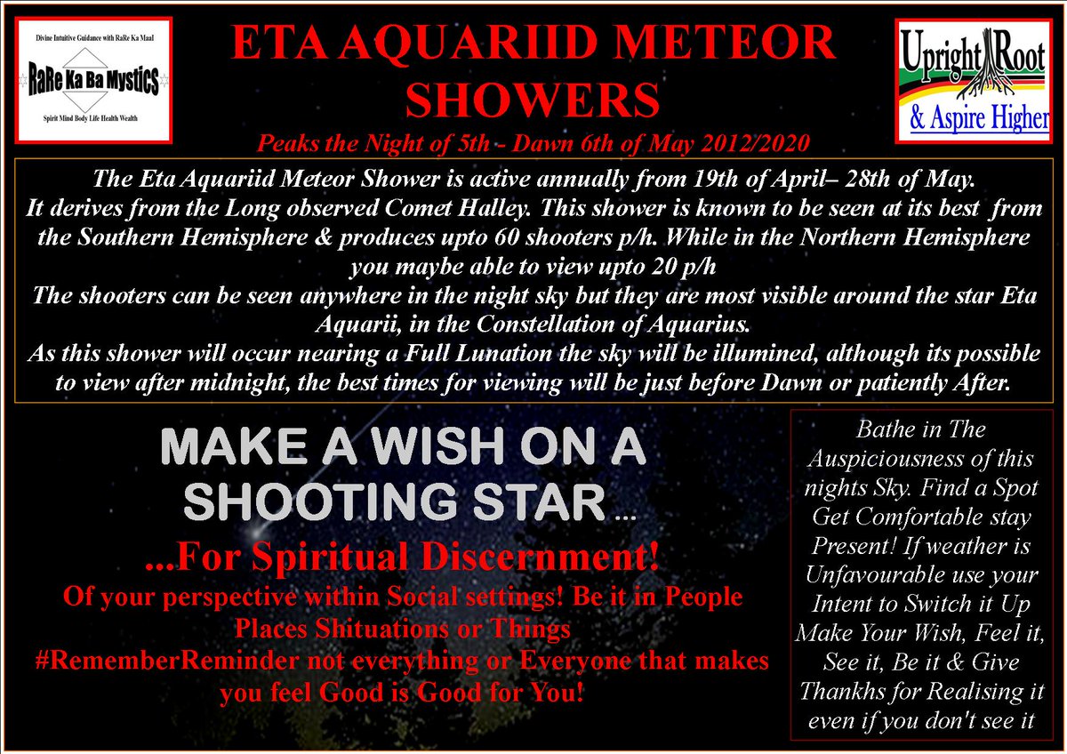 UPRR_AH's tweet photo. #etaaquarids #meteorshower #Aquarius
This meteor may be obscured due2 weather conditions and defo due2 the #waxingGibbous #Luna phase opportune times will be from 2am > dawn break or on the date after dawn with focused attention you will see shooters amidst the daylight. https://t.co/RE5bH388w9