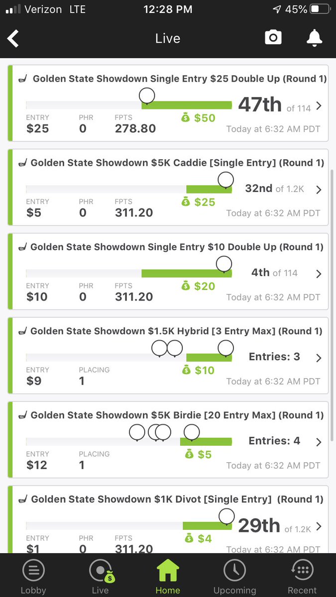 DoglegDFS's tweet photo. Early results from Day 1 of the Legacy Classic!! Lets go! #outlawtour #GoldenStateTour Hit us up!!! #DraftKings https://t.co/J3cg4xSLfP