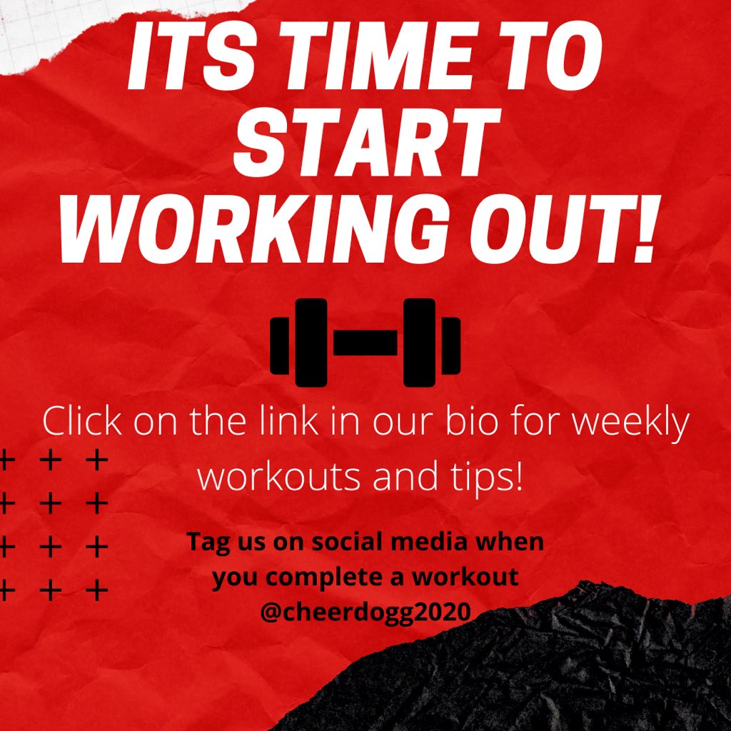 Cheerdogg2020's tweet photo. We have created a website for weekly workouts and tips that you can do at home! Click on the link in our bio for more information! https://t.co/pXGXmubU9D
