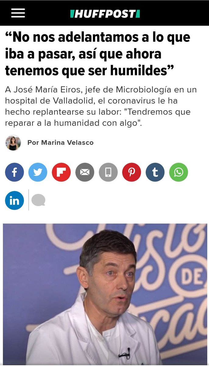 Mi buen amigo, mi compañero de guardias mil veces #JoseMaríaEiros Excelente persona, no podían ser de otro estas palabras “No nos adelantamos a lo que iba a pasar, así que ahora tenemos que ser humildes” huffingtonpost.es/entry/medico-c…