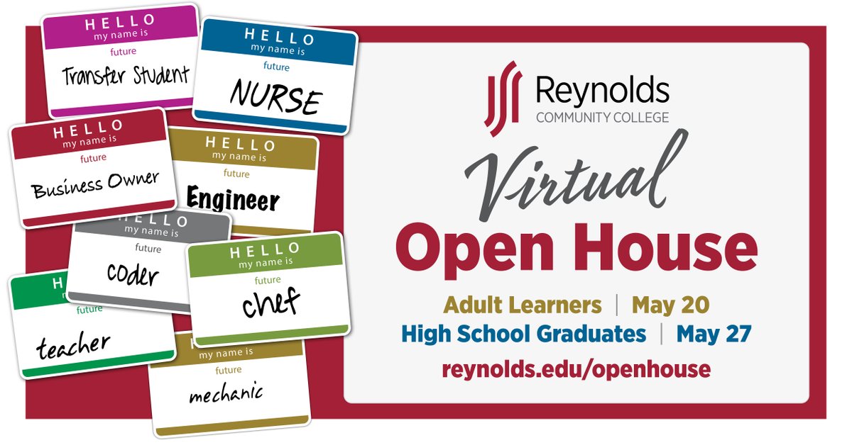Join us for an upcoming Virtual Open House! It's your chance to connect your passion with a career path and learn how to get started at Reynolds. reynolds.edu/open-house