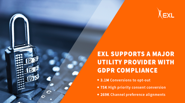 exl_service's tweet photo. EXL supported in minimizing GDPR violation risk for a major energy provider, helping it utilize its marketing base by aligning the channel preferences to the overall consent preferences. https://t.co/vBRmkAIBrH #EXLUK #EXLAnalytics #EXLUtilities #GDPR #EXLLookDeeper https://t.co/b7KIS5CVSM