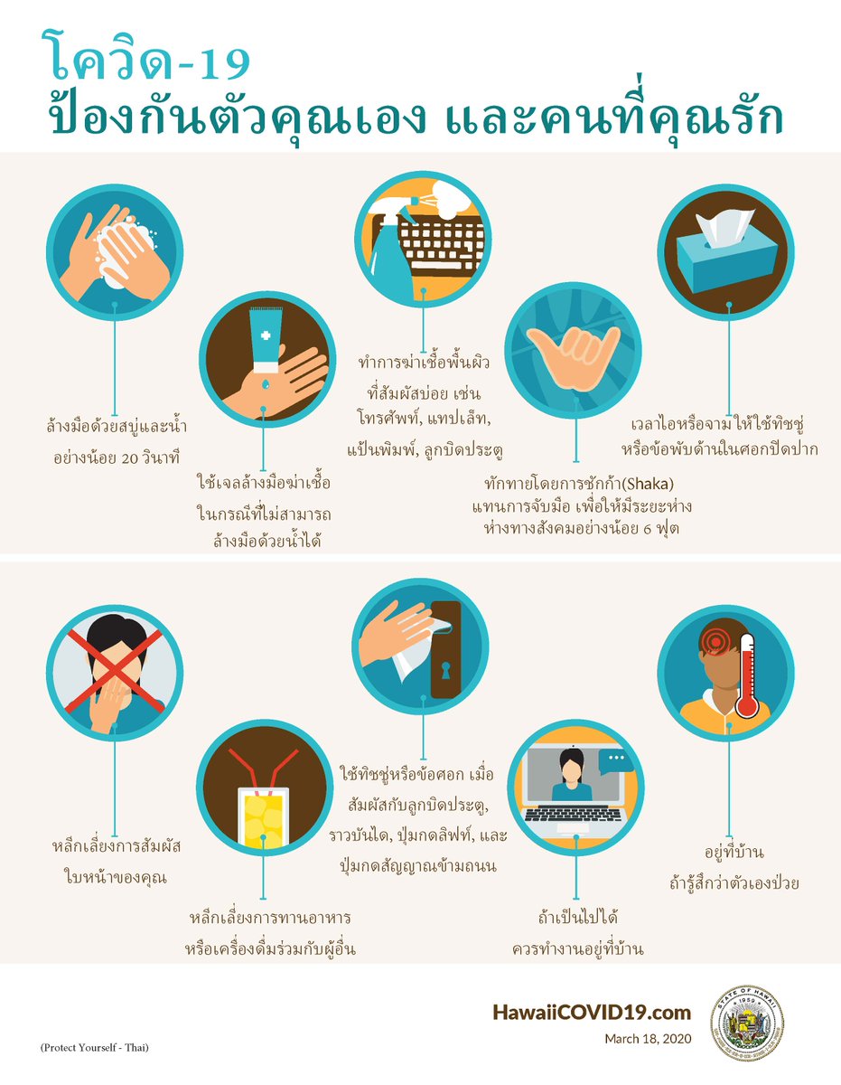 hands washing, hand sanitizer, disinfect keyboard, shaka instead of handshakes, tissues for sneezes, avoid touching your face, avoid sharing drinks, tissue to touch buttons, telecommute on laptop, stay home if sick