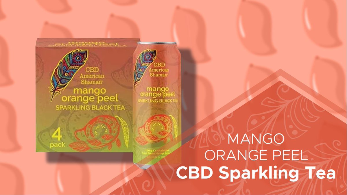 shaman_inc's tweet photo. CBD tea may provide benefits such as positive mental support, help improve mood, and can help relieve occasional discomfort and stress. Try our new Mango Orange Peel Sparkling Black Tea. https://t.co/ujZg9N9yMQ https://t.co/hlNMSDpNFZ