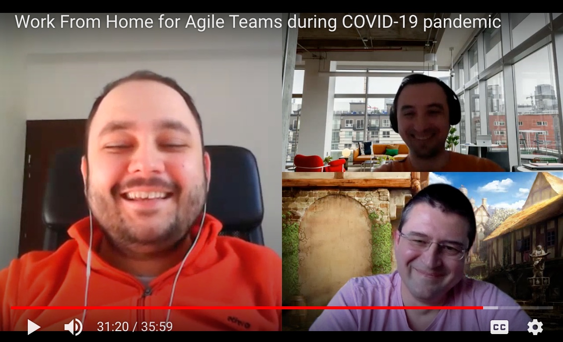 adysuciu's tweet photo. We spent a nice &amp; fun afternoon together with 
@vlad_salagean &amp; Tudor Tofan talking about "Working from Home for Agile Teams during COVID-19 Pandemic"

It was an experiment, please forgive some mistakes or colloquial language https://t.co/c1wsjRBNg0
@agilecc_ro @Zitec @Textkernel https://t.co/yJqnjvJqfW