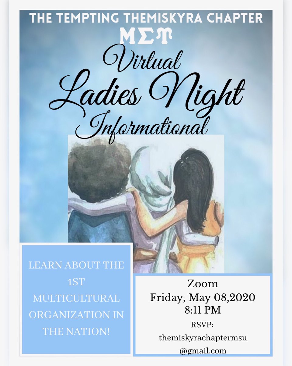 Themi_MSU's tweet photo. The Tempting Themiskyra Chapter of Mu Sigma Upsilon Sorority, Inc. would like to invite all interested undergraduate women to our final Ladies Night Informational of the semester ✨RSVP at Themiskyrachaptermsu@gmail.com. https://t.co/6RDFr8Gv08