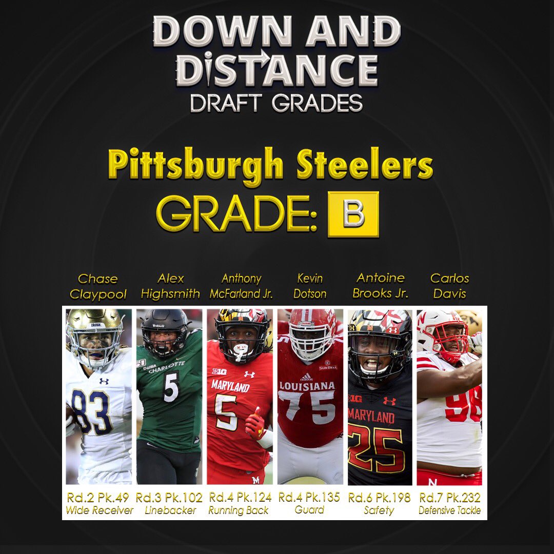 DwnAndDistance's tweet photo. Pittsburgh #Steelers Draft Grade #NFLTwitter https://t.co/fyyzP235Zr