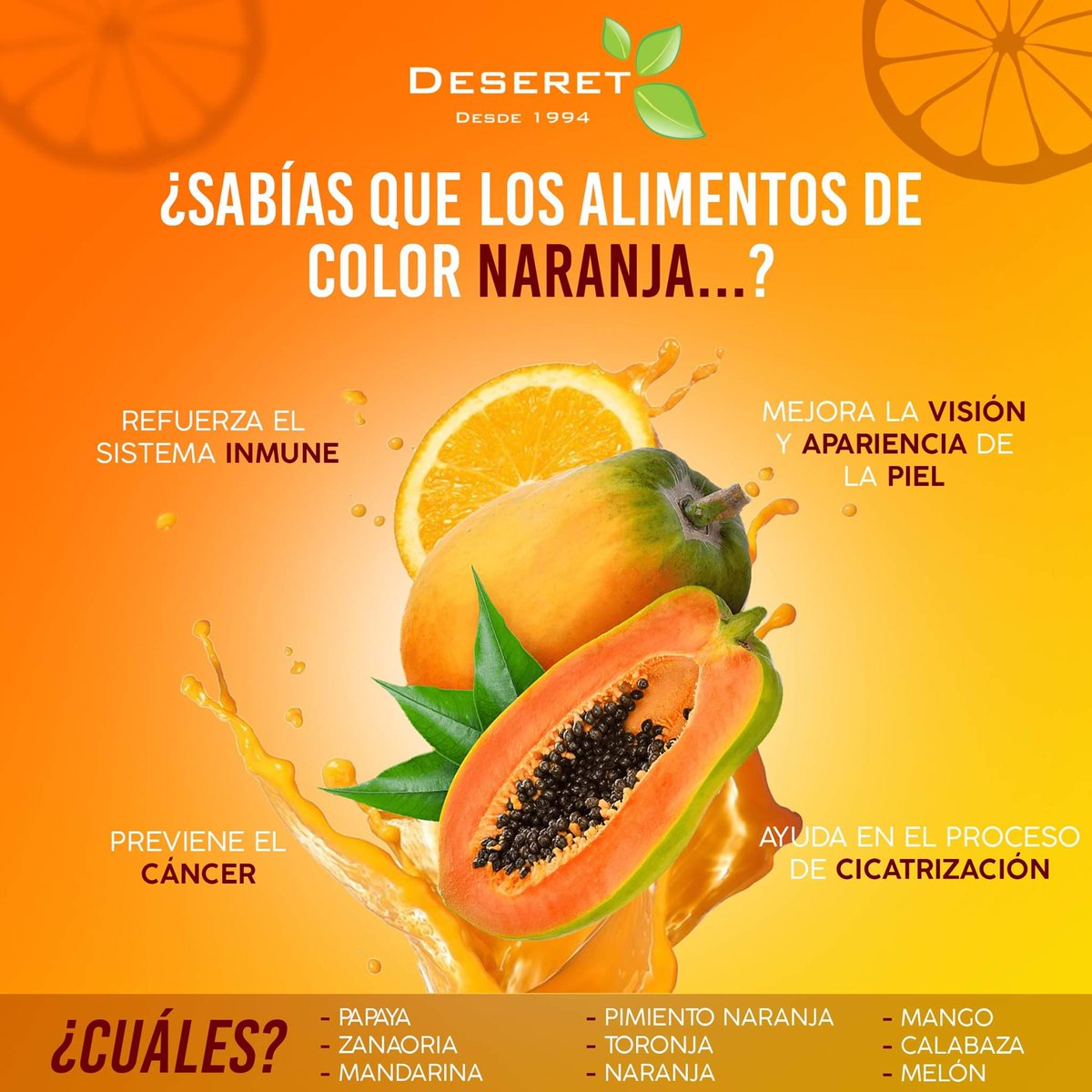 deseret_aliment's tweet photo. ¿Sabías de las propiedades que contienen los alimentos de color naranja?🍊🥕
Whatsapp: 💬https://t.co/Fd7gnEpNmf
Más información: 734 114 7421
#Deseret #Saludable #Jojutla #Cuernavaca #Soya #Soja #Veganos #DeseretJojutla #TacosVeganos #ComidaVegana #Natural #AlimentosYBebidas https://t.co/SlXURTaI5B