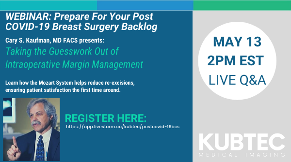 Kubtec's tweet photo. ASBrS recommends that re-excisions are postponed until post COVID-19. Learn how the #MozartSystem helps reduce re-excisions, ensuring patient satisfaction the first time around. #bcsm Register Today: https://t.co/4KOHsXujq6 https://t.co/rFYxVqx2AH