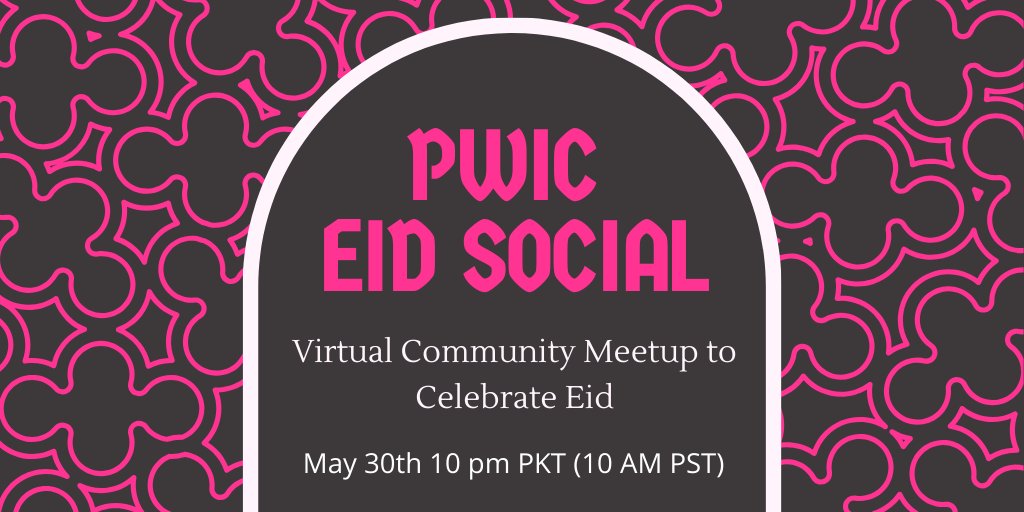 pwic_org's tweet photo. Join the PWiC community to celebrate Eid virtually at a safe distance this year :)
We will have fun questionnaire, games and connecting opportunity with members around the globe.
The event is free &amp; anyone can attend! 
Register: https://t.co/NF53NoYAcv
#VirtualEid #Socialmeetup https://t.co/NhSrgTtcVD