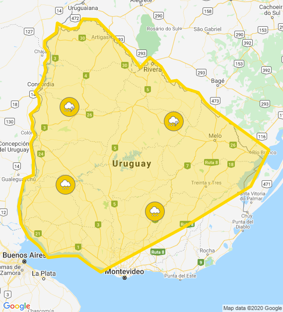 Mapa con los niveles de riesgo