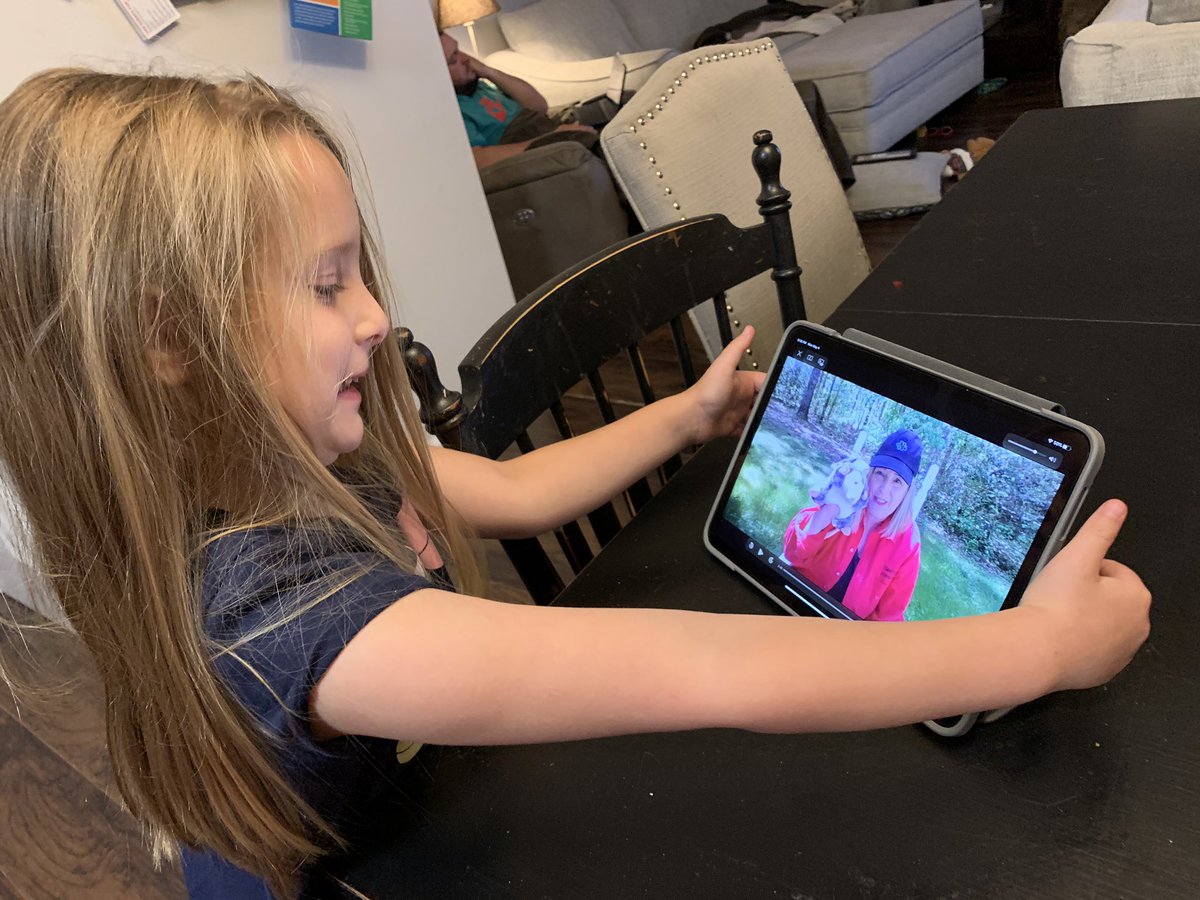 Finishing up Sydney’s assignments by watching Mrs. Brackett’s Reading lesson. All of a sudden, she reaches around the iPad &amp; says “air hug!” 🥰 She misses school, her teachers, &amp; Mrs. Brackett’s library lessons! Thank you <a href="/HastyMediaCtr/">Lori Brackett</a> <a href="/MsDavisKinder/">Chelsea Bailey</a> &amp; all Hasty Kinder teachers!