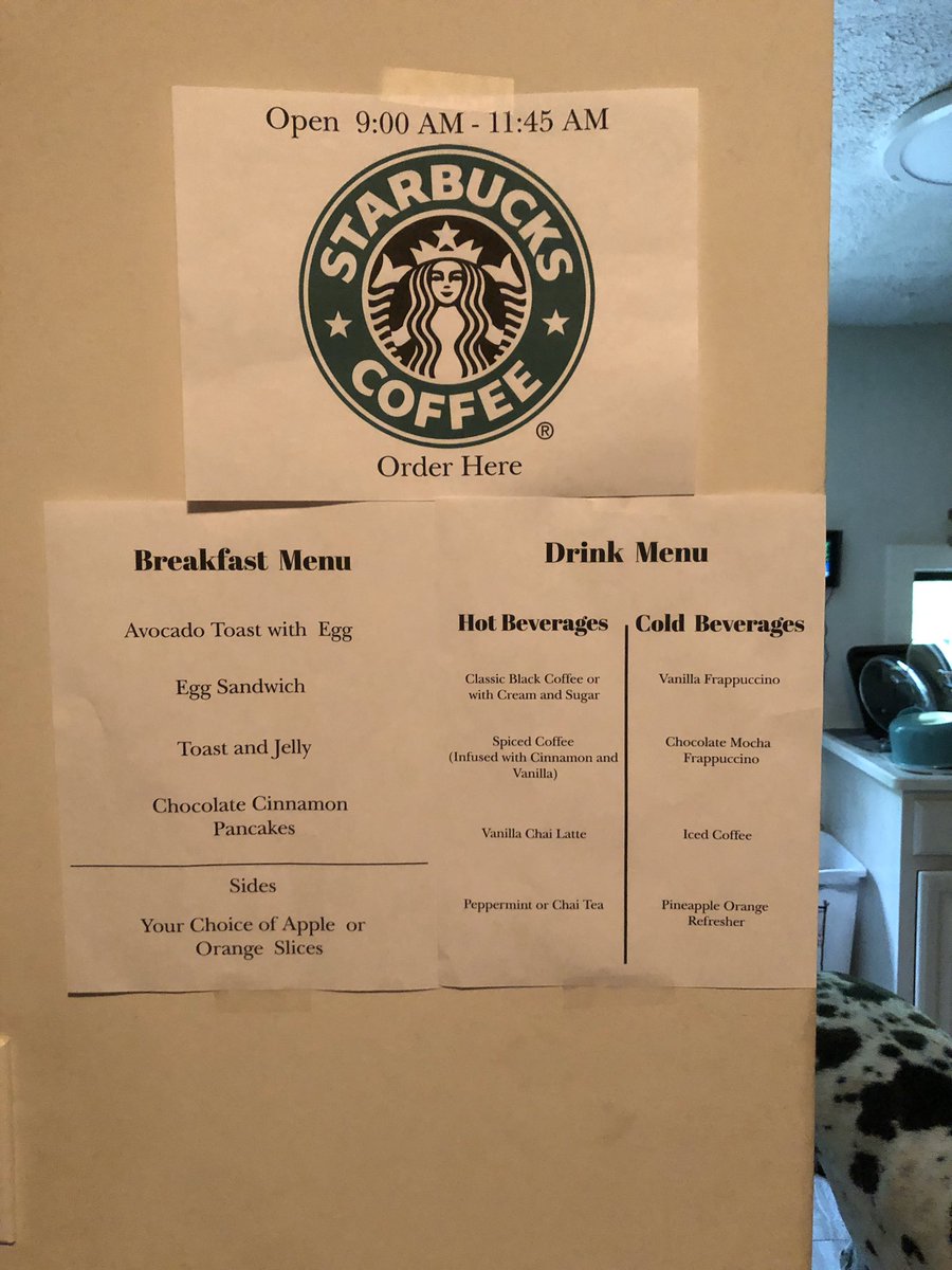 Creativity4You's tweet photo. Made me cry, our 11 year old stayed up late &amp; woke up super early to surprise his dad &amp; I to by recreating a @Starbucks in our kitchen since we’ve been missing it durning #quarantine 💕 #SGN @johnkrasinski @somegoodnews https://t.co/uCOZz0s0g8