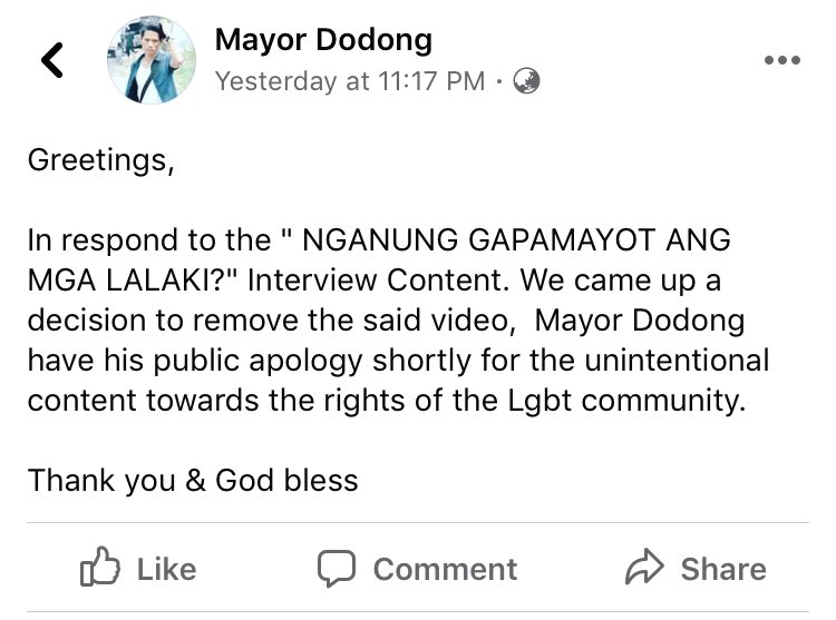 mejamesclifford's tweet photo. This CLOUT CHASER discriminating our community, #LGBTQ, is an asshole!!! 🤬

#BanMayorDodong #RespectLGBTQ https://t.co/AhoUoLGint